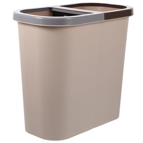 Caneca de basura dual ARTIBETTER pequeña de plástico marrón