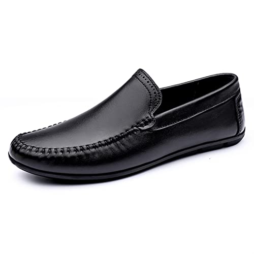 Loafers for Men Cowhide Stitching Details Round Toe Slip Resistant Lightweight Flat Heel Classic Wedding Slip-on2