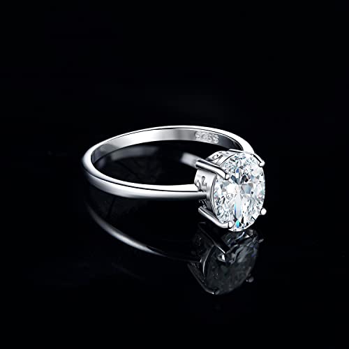 JewelryPalace Oval Cut 2ct Cubic Zirconia Engagement Rings for Women, 14K White Gold Plated 925 Sterling Silver Promise Ring for Her, Simulated Diamond Anniversary Wedding Ring Jewelry Sets 93