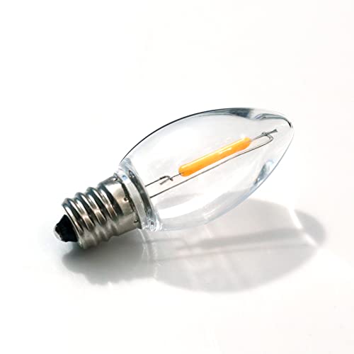 Meconard C7 LED Replacement Christmas Light Bulbs, C7 Shatterproof LED Bulbs for Christmas Indoor Outdoor String Lights, E12 Candelabra Base, Commercial Grade Holiday Bulbs, Warm White, 25 Pack