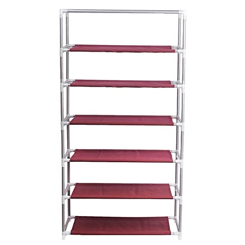Image of OBBO Multipurpose 6-Shelf Rack with Zip Door Cover & Side Pockets | Dustproof Multiuse Storage Organizer for Footwear, Toys & Clothes | Durable Plastic Rack, Grey