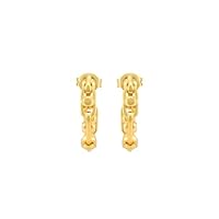 Michael Kors Women's Premium 14K Sterling Astor Link Hoop Earrings, MKC171100710, Gold, One Size