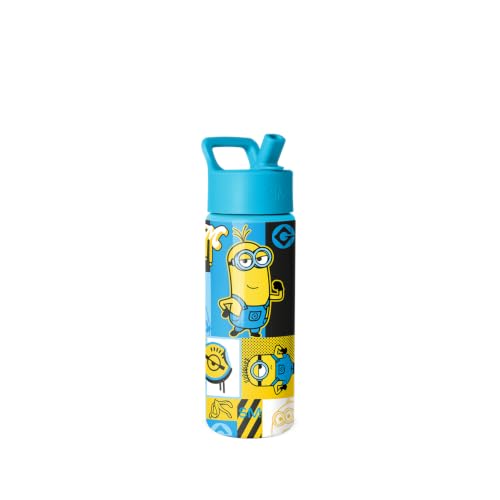 Image of Simple Modern Despicable Me Minions Kids Water Bottle with Straw Lid | 18oz Insulated Stainless Steel Kids Tumbler & Spill Proof Toddler Cup for School, Girls, Boys | Summit | Minions Bello