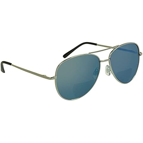 proSPORT Bifocal Sunglass Reader +2.00 Aviation Pilot Police Style Ocean Blue Flashed Mirror Silver Frame Men Women Cover