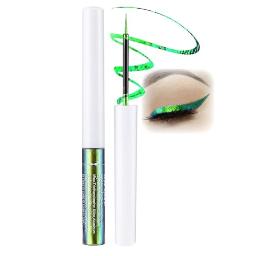 EONFAVE Chamäleon Vloeibare eyeliner, groene vloeibare eyeliner, waterbestendig, glitter metallic groene eyeliner pen, multichrome eyeliner glitter oogschaduw, ultrafijne tip, duurzame glans