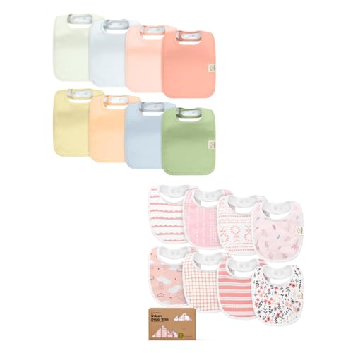 KeaBabies 8-Pack Toddler Drool Bibs for Boy, Girl and 8-Pack Baby Bibs - Soft Cotton Drooling Bib for Kids, Infant, Babies - Teething Drool Catcher
