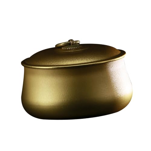Gatuida 2 piezas Caja Metálica Redonda para Té Unidades Recipiente Hermético de Hierro con Tapa Compacto de Portátil para Almacenamiento Doméstico Color Dorado