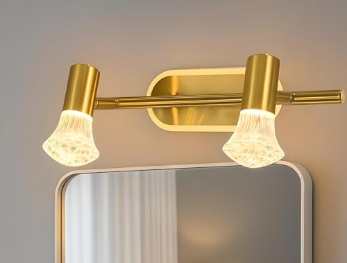 Image of FILLISKA 3 in 1 Double Wall spot /Picture /Display /Mirror Light with Adjustable Head and Colour Changing Function (Classic Gold Crystal-6482)(1 Year Warranty)