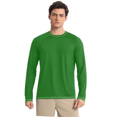 Dark Green UPF 50+ Sun Shirts for Men Comfortable Long Sleeve Mens Sun Shirts Protection Long Sleeve Summer