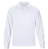 MOHEEN Men's Golf Polo Shirts Long Sleeve Casual Solid Dry Fit Collared Shirt 12131 White 5XL