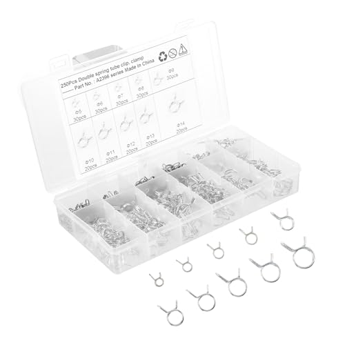 Colliers de Serrage à Ressort pour Tuyau de Carburant - Kit 250 Pièces Double Fil en Acier