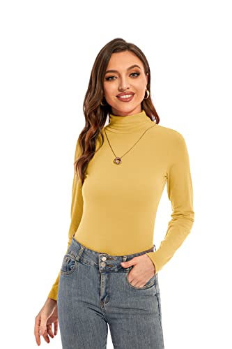 Image of Womens Long Sleeve Turtleneck T-Shirts Casual Lightweight Slim Fit Cozy Base Layer Top
