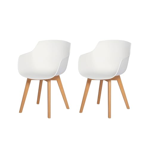 Image of EGGREE Dining Chairs Set of 2, Armchairs with Beech Wood, White