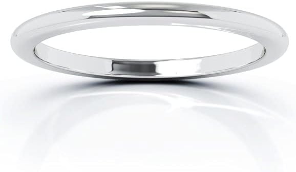 V Touch 14K Gold Plated 925 Sterling Silver 2mm Anniversary Domed Wedding Band Ring for Women's