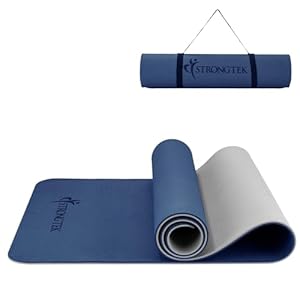 StrongTek TPE Yoga Mat, 72″ x 24″ x 1/3″, Non-Slip, Lightweight, Portable Exercise Mat with Carry Strap, Ideal for Yoga, Pilates, and Fitness, Comfortable for Workouts at Home, Gym, or Travel