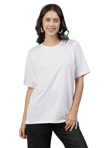 Image of Rigo Back Printed Half Sleeves Round Neck Oversized T-Shirt for Women | Drop Shoulder T-Shirt for Women | Loose Baggy Fit T-Shirt for Women /Girls