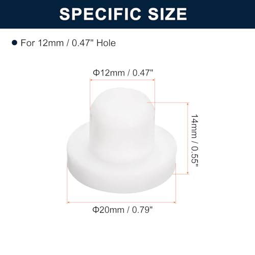 Image of uxcell 20 Pieces White Rubber Stopper, S12 Waterproof Plug Holes for 12mm / 0.47 inch Hole