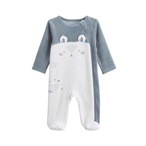 Petit Béguin - Pyjama bébé en velours ouverture zippée Rêverie