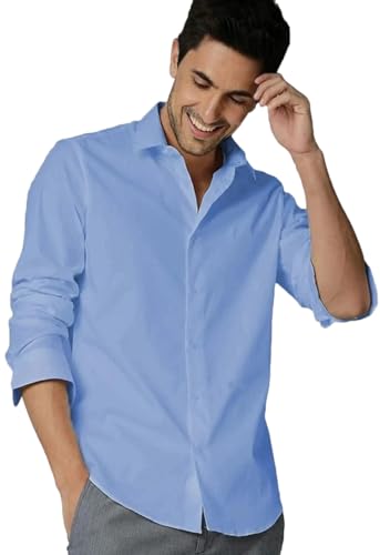 Image of Men's Cotton Blend Solid Shirt - Stylish Button Down Shirt for Casual