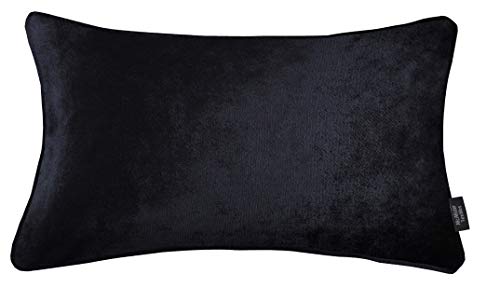 McAlister Textiles Lujosa funda de cojín de terciopelo aplastado brillante con relleno incluido, almohada decorativa para sofá o dormitorio, 50 x 30 cm, color negro