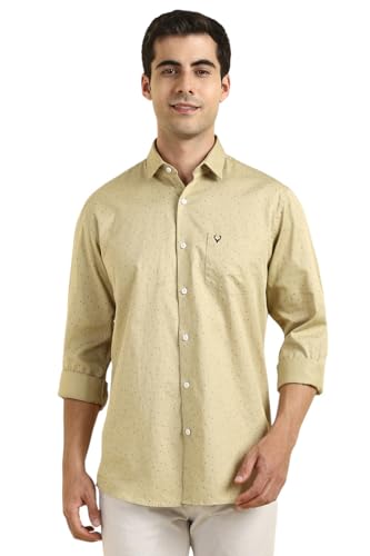 Image of Allen Solly Men's Cotton Casual Shirt | Regular Fit, Ditsy Print Design, Comfortable All‑Day Wear
