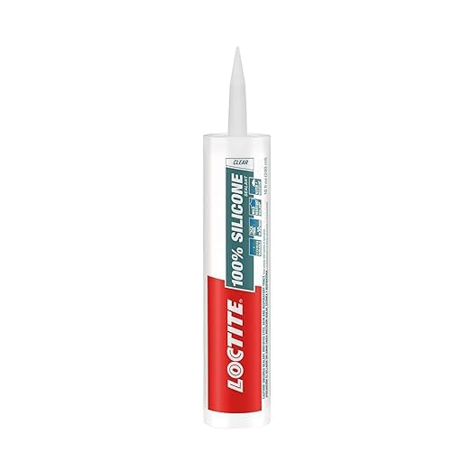 Loctite 100% silicone sealant, Waterproof, No shrinkage, Dries in 10mins, Ideal for kitchen, bathroom, HVAC applications, Sealant for glass, ceramics, aluminum, steel, Transparent, 260ml