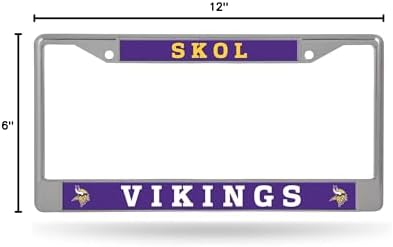 Rico Industries NFL Minnesota Vikings Skol 12" x 6" Silver Chrome Frame W' Decal Insert Car/Truck/SUV Auto Accessory image 4