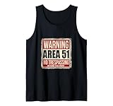 Funny Warning Area 51 Illustration Novelty Graphic Designs Camiseta sin Mangas