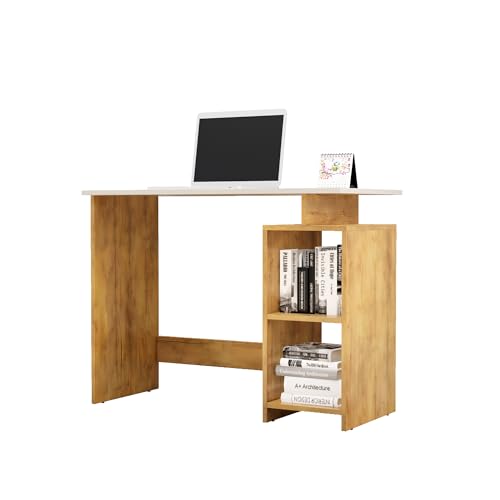 Image of Bniture Wooden Study Table for Home | Engineered Wood Laptop Study Table with Book Shelf | Multi Purpose Office Desk for Laptop & Computer| Workstation for Home & Office | Giant Wood & Frosty White
