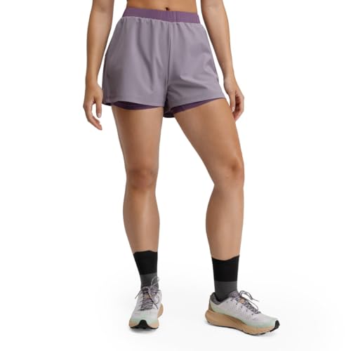 Short de trail running 2-en-1 femme Siroko Araroa Lilac double couche