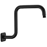 TRUSTMI 13 Inch Shower Arm with Flange, S-Shape Solid Stainless Steel Heavy Duty Pipe Replacement, Matte Black
