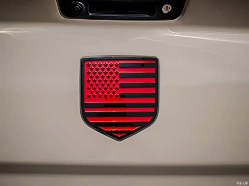 Image of American Flag Emblem Decal Badge Compatible with Dodge Ram 1500 /2500 /3500 (2009-2018, American Flag) (red)