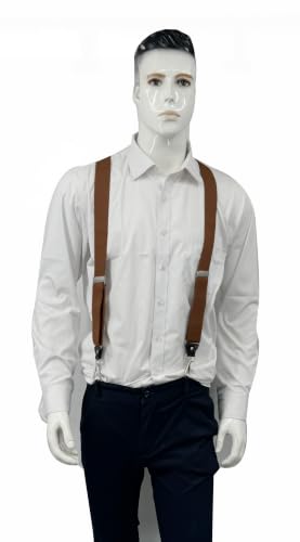 Image of Mens Suspenders with 3 Swivel Hooks Belt Loops 1.4 Inch Wide Heavy Duty Adjustable Braces