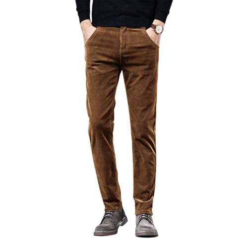 utcoco Men's Cotton Slim Fit Corduroy Pant Straight-Leg Corduroy Pant for Men