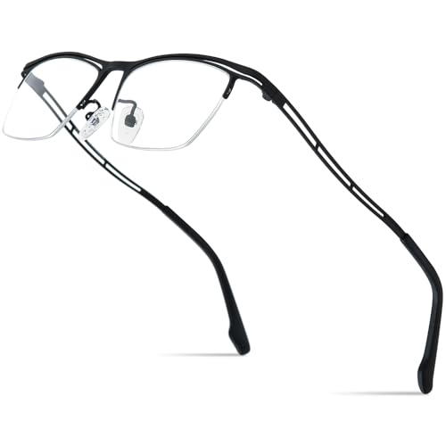 Image of FONEX Colorful Pure Titanium Glasses Frame Men Semi Rimless Square Eyeglasses Eyewear