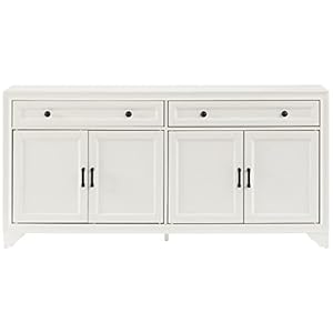 Crosley Furniture Tara Modern Farmhouse Sideboard Buffet Cabinet with Storage Distressed White