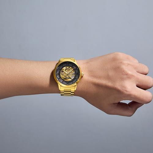 Image of OLEVS Mens Skeleton Watches Automatic Self Winding Mechanical Designer Luxury Dress Stainless Steel Waterproof Original Wrist Watches for Men