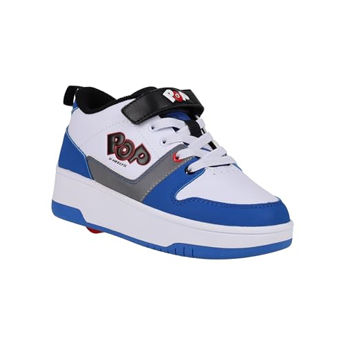 Heelys POP 5 Wheeled Heel Shoe, Blue/White/RED, 5 US Unisex Big Kid