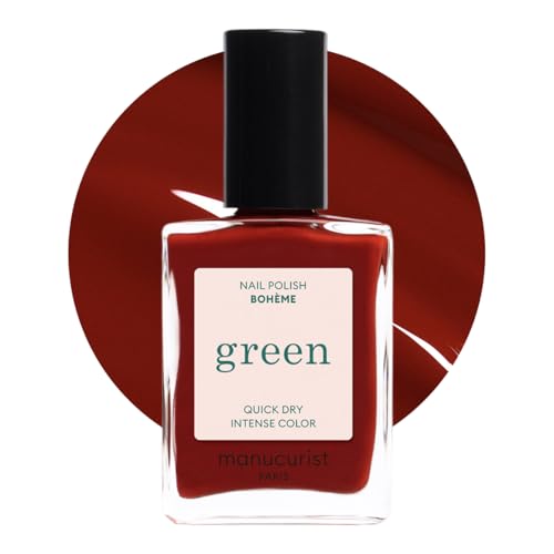 Manucurist Green Nail Polish Bohème - Brownish Red Nail Polish - 9-Free, Plant-Based and Vegan - Manicure - Made in France - 0.5 fl oz