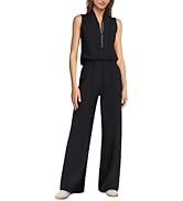 SENSERISE Womens Summer Jumpsuit Dressy Casual Sleeveless One Piece Jumpsuit Half Zip Airport Tra...