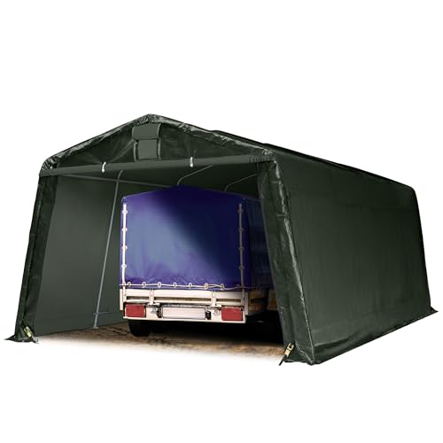 TOOLPORT Zeltgarage 3,3 x 6,2 m Premium Carport PE 600 N Plane Unterstand Lagerzelt Garage in grün TOOLPORT Zeltgarage 3,3 x 6,2 m Premium Carport PE 600 N Plane Unterstand Lagerzelt Garage in grün