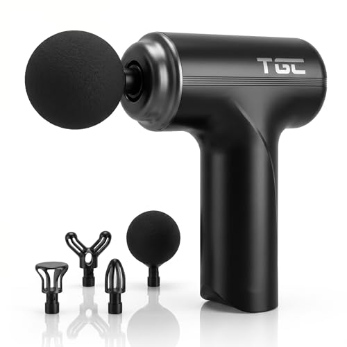 THE GENTLEMEN COMPANY 1 Year Warranty Massage Gun For Pain Relief Deep Tissue - Portable Handheld Body Massager for Muscle Recovery & Pain Relief - 6 Speed Levels, 4 Specialized Heads for Back, Legs & Athletes