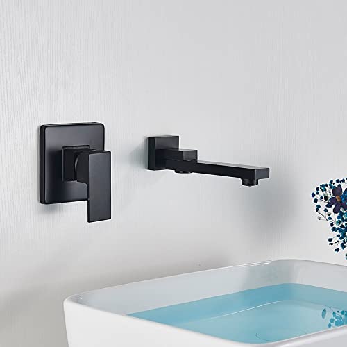 Robinet de lavabo cascade mural noir pour une salle de bain zen et épurée