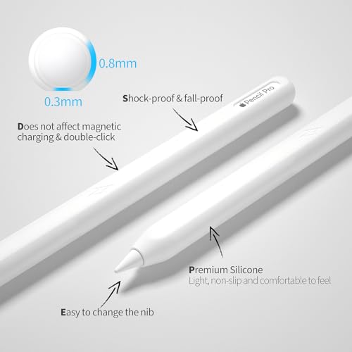 Image of Ultra Thin Protective Pencil Cover for Apple Pencil Pro &Apple Pencil 2nd Gen Silicone Case Sleeve Compatible with Apple Pencil Pro (White)