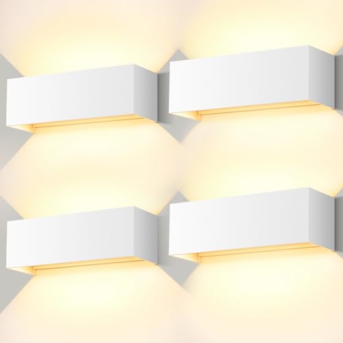 ledmo 4 Pezzi 30W Applique da Parete Interno/Esterno Angolo Regolabile del Fascio su e giù Lampada da Parete 3000K Bianco caldo IP65 Impermeabile Bianco Applique Esterno