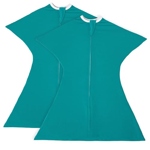 Image of SleepingBaby Zipadee-Zip Transition Swaddle - Cozy Baby Swaddle Blanket with Zipper Convenience - Roomy Wearable Blanket for Easy Diaper Changes - Turquoise, X-Large (2T-3T) - 2 Pack