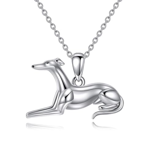 YAFEINI Greyhound Necklace Sterling Silver Dog Pendant Greyhound Christmas Mother's Day Jewelry for...
