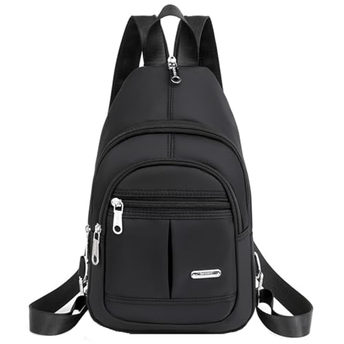 O-TBOST Convertible Backpack for Women Small Sling Bag Waterproof Nylon Chest Bag Casual Daypack (Black)