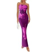 Strapless Bodycon Summer Dresses for Women 2025 Floral Mesh Tube Top Long Wedding Guest Dress