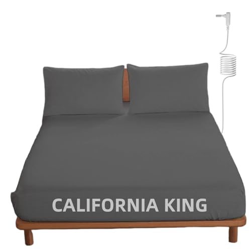 OKOHEY Grounding Fitted Sheets with 15ft Earthing Cord, California King Size, 90% Organic Cotton + 10% Silver Fiber, Soft & Breathable Grounded Sheet for Better Sleep and Enhanced Wellness, Gray